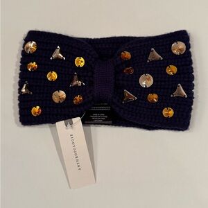 NWT Anthropologie Misha Embellished Ear Warmer, Navy